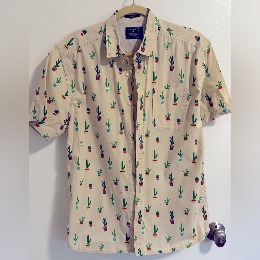 Men’s fun patterned button down cactus